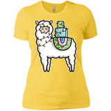 T-Shirts Vibrant Yellow / X-Small Kawaii Cute Llama Carrying Presents Women's Premium T-Shirt