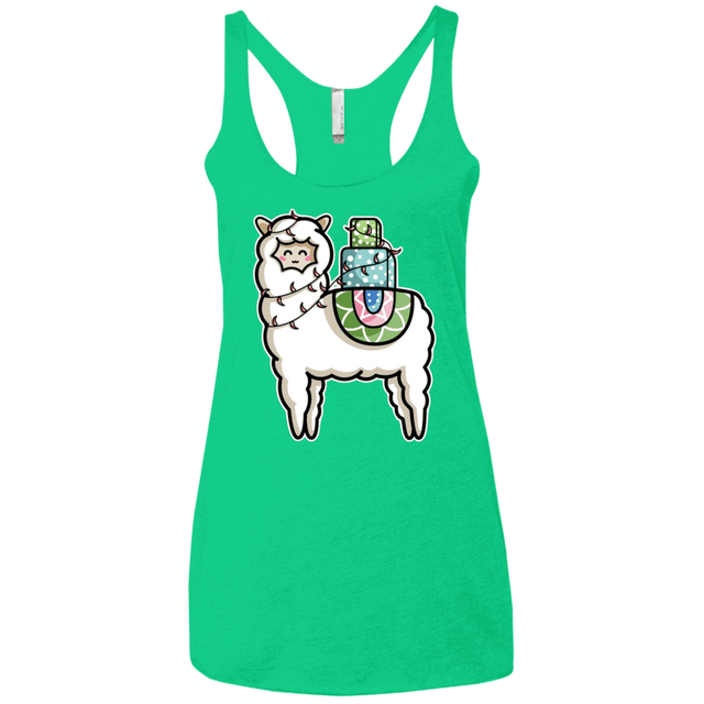T-Shirts Envy / X-Small Kawaii Cute Llama Carrying Presents Women's Triblend Racerback Tank