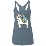 T-Shirts Indigo / X-Small Kawaii Cute Llama Carrying Presents Women's Triblend Racerback Tank