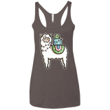 T-Shirts Macchiato / X-Small Kawaii Cute Llama Carrying Presents Women's Triblend Racerback Tank