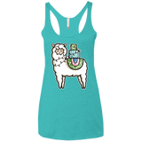 T-Shirts Tahiti Blue / X-Small Kawaii Cute Llama Carrying Presents Women's Triblend Racerback Tank