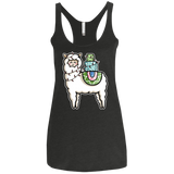 T-Shirts Vintage Black / X-Small Kawaii Cute Llama Carrying Presents Women's Triblend Racerback Tank