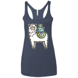T-Shirts Vintage Navy / X-Small Kawaii Cute Llama Carrying Presents Women's Triblend Racerback Tank