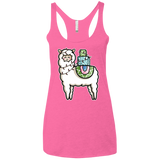 T-Shirts Vintage Pink / X-Small Kawaii Cute Llama Carrying Presents Women's Triblend Racerback Tank