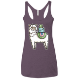 T-Shirts Vintage Purple / X-Small Kawaii Cute Llama Carrying Presents Women's Triblend Racerback Tank