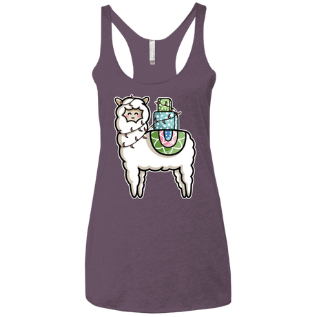 T-Shirts Vintage Purple / X-Small Kawaii Cute Llama Carrying Presents Women's Triblend Racerback Tank