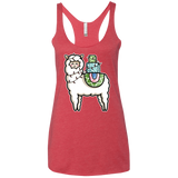 T-Shirts Vintage Red / X-Small Kawaii Cute Llama Carrying Presents Women's Triblend Racerback Tank