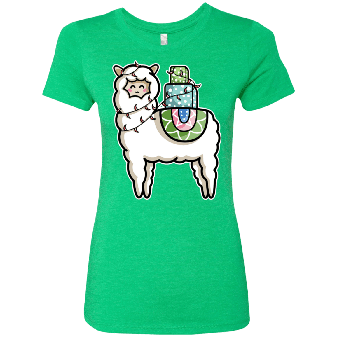 T-Shirts Envy / S Kawaii Cute Llama Carrying Presents Women's Triblend T-Shirt