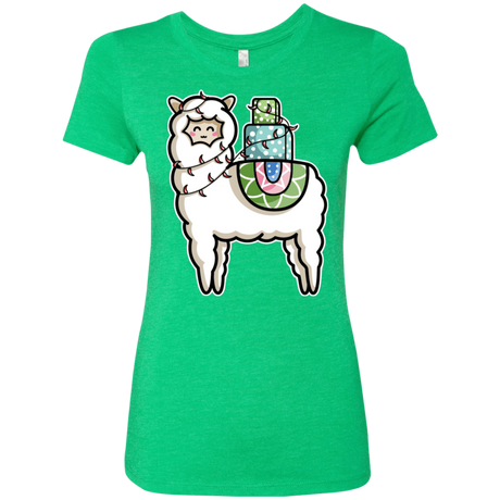 T-Shirts Envy / S Kawaii Cute Llama Carrying Presents Women's Triblend T-Shirt