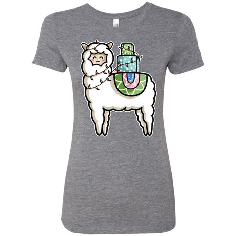 T-Shirts Premium Heather / S Kawaii Cute Llama Carrying Presents Women's Triblend T-Shirt