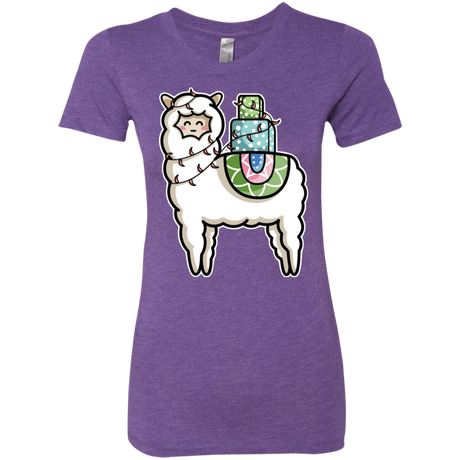 T-Shirts Purple Rush / S Kawaii Cute Llama Carrying Presents Women's Triblend T-Shirt