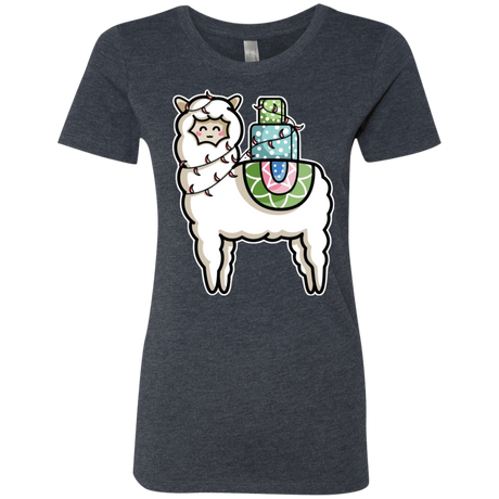 T-Shirts Vintage Navy / S Kawaii Cute Llama Carrying Presents Women's Triblend T-Shirt