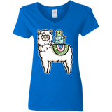 T-Shirts Royal / S Kawaii Cute Llama Carrying Presents Women's V-Neck T-Shirt