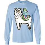 T-Shirts Light Blue / YS Kawaii Cute Llama Carrying Presents Youth Long Sleeve T-Shirt