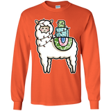 T-Shirts Orange / YS Kawaii Cute Llama Carrying Presents Youth Long Sleeve T-Shirt