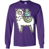 T-Shirts Purple / YS Kawaii Cute Llama Carrying Presents Youth Long Sleeve T-Shirt