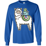 T-Shirts Royal / YS Kawaii Cute Llama Carrying Presents Youth Long Sleeve T-Shirt