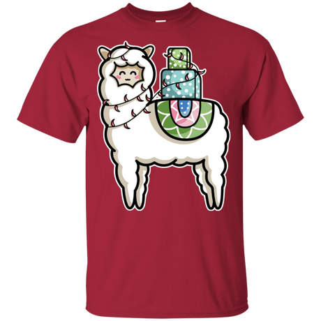 T-Shirts Cardinal / YXS Kawaii Cute Llama Carrying Presents Youth T-Shirt