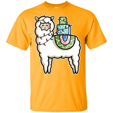 T-Shirts Gold / YXS Kawaii Cute Llama Carrying Presents Youth T-Shirt