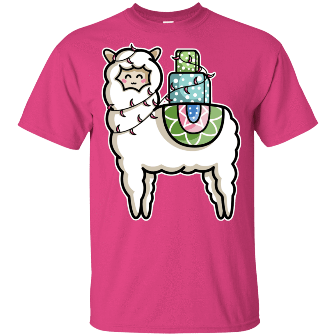 T-Shirts Heliconia / YXS Kawaii Cute Llama Carrying Presents Youth T-Shirt