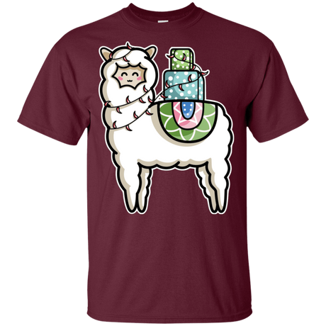 T-Shirts Maroon / YXS Kawaii Cute Llama Carrying Presents Youth T-Shirt