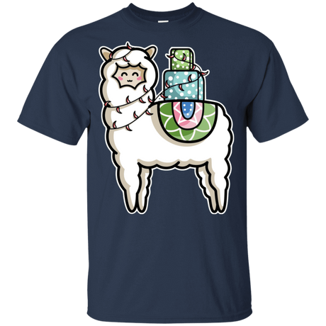 T-Shirts Navy / YXS Kawaii Cute Llama Carrying Presents Youth T-Shirt