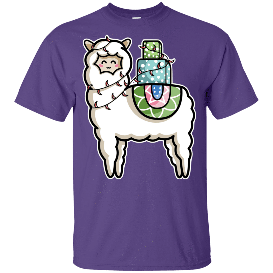T-Shirts Purple / YXS Kawaii Cute Llama Carrying Presents Youth T-Shirt