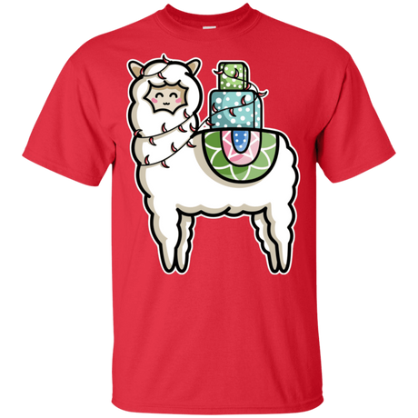 T-Shirts Red / YXS Kawaii Cute Llama Carrying Presents Youth T-Shirt