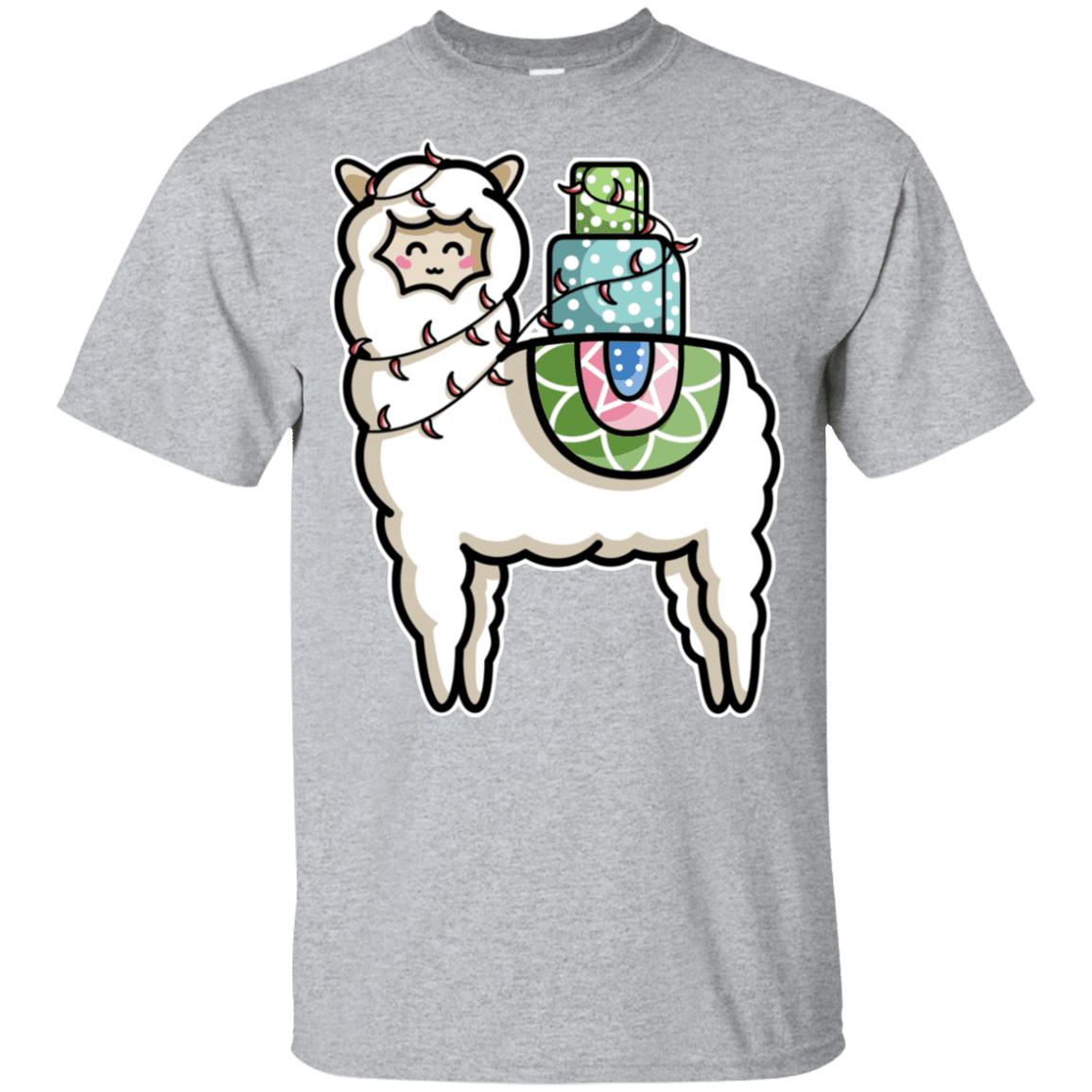 T-Shirts Sport Grey / YXS Kawaii Cute Llama Carrying Presents Youth T-Shirt