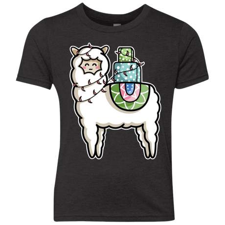 T-Shirts Vintage Black / YXS Kawaii Cute Llama Carrying Presents Youth Triblend T-Shirt