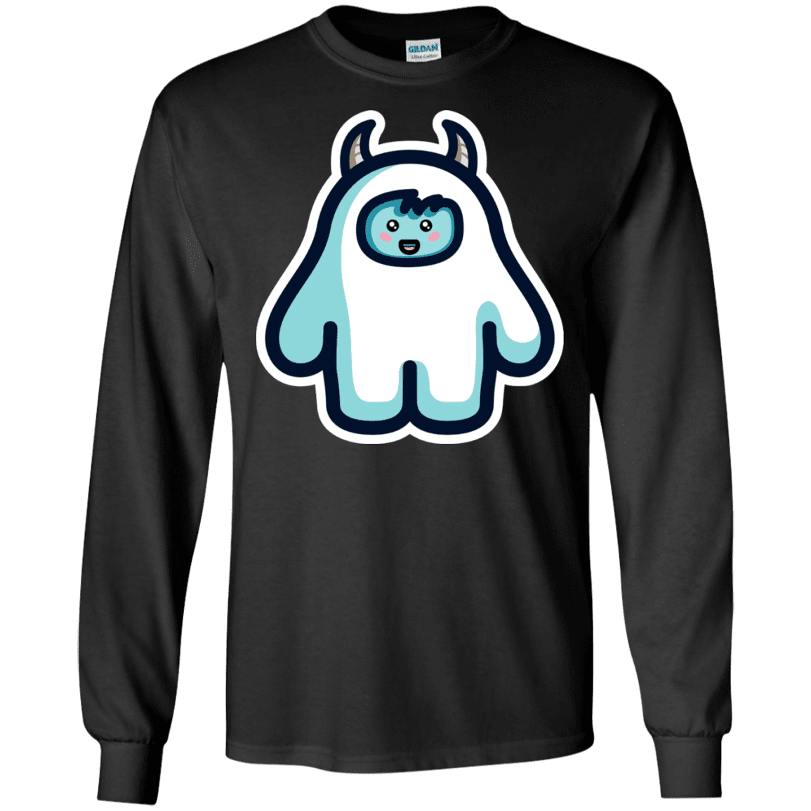 T-Shirts Black / S Kawaii Cute Yeti Men's Long Sleeve T-Shirt