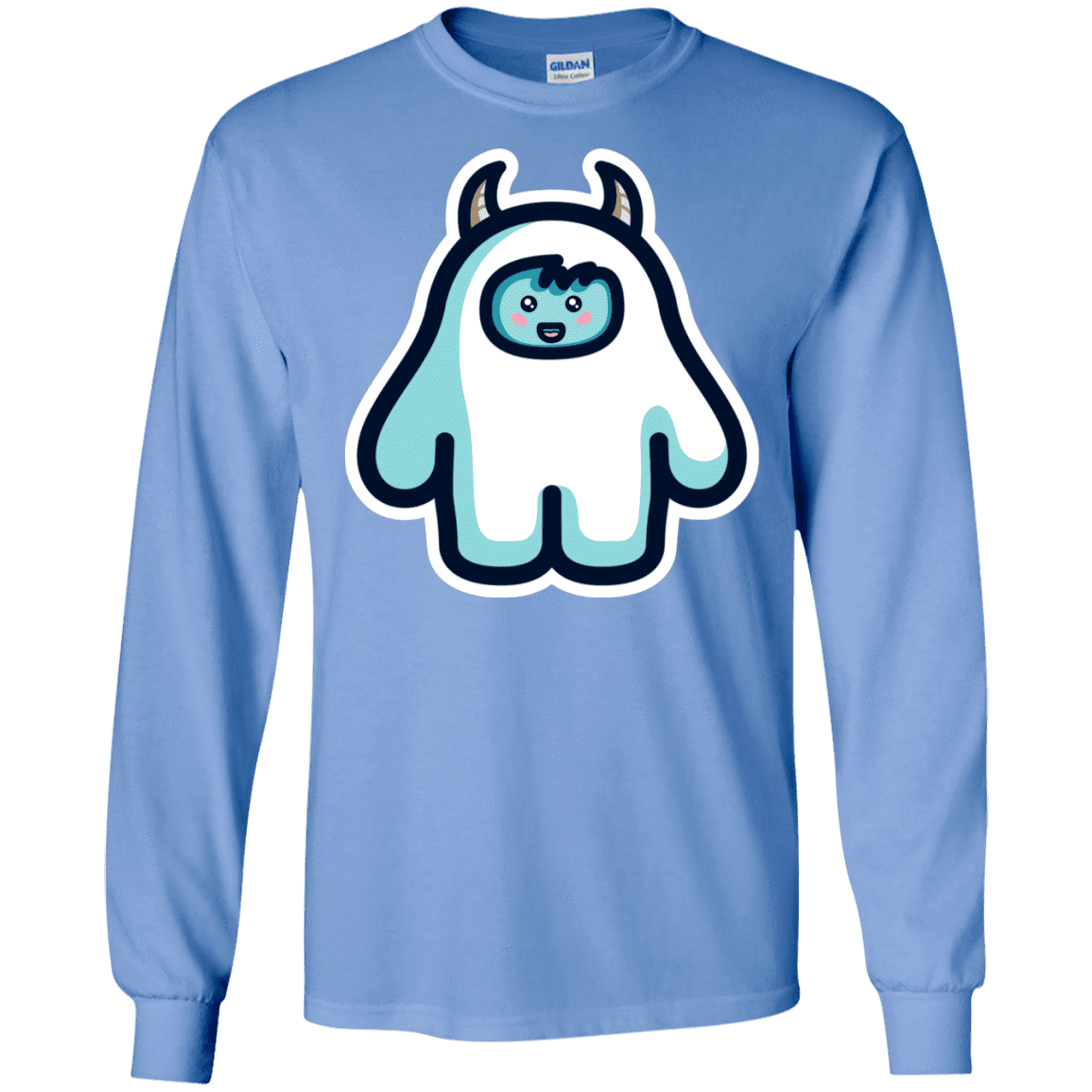 T-Shirts Carolina Blue / S Kawaii Cute Yeti Men's Long Sleeve T-Shirt