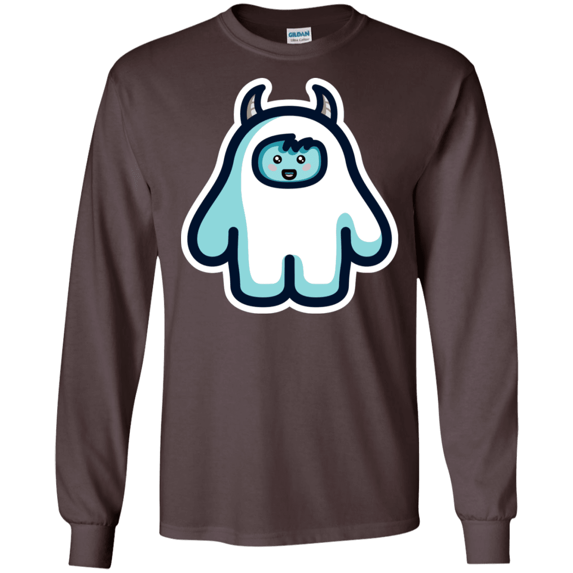 T-Shirts Dark Chocolate / S Kawaii Cute Yeti Men's Long Sleeve T-Shirt