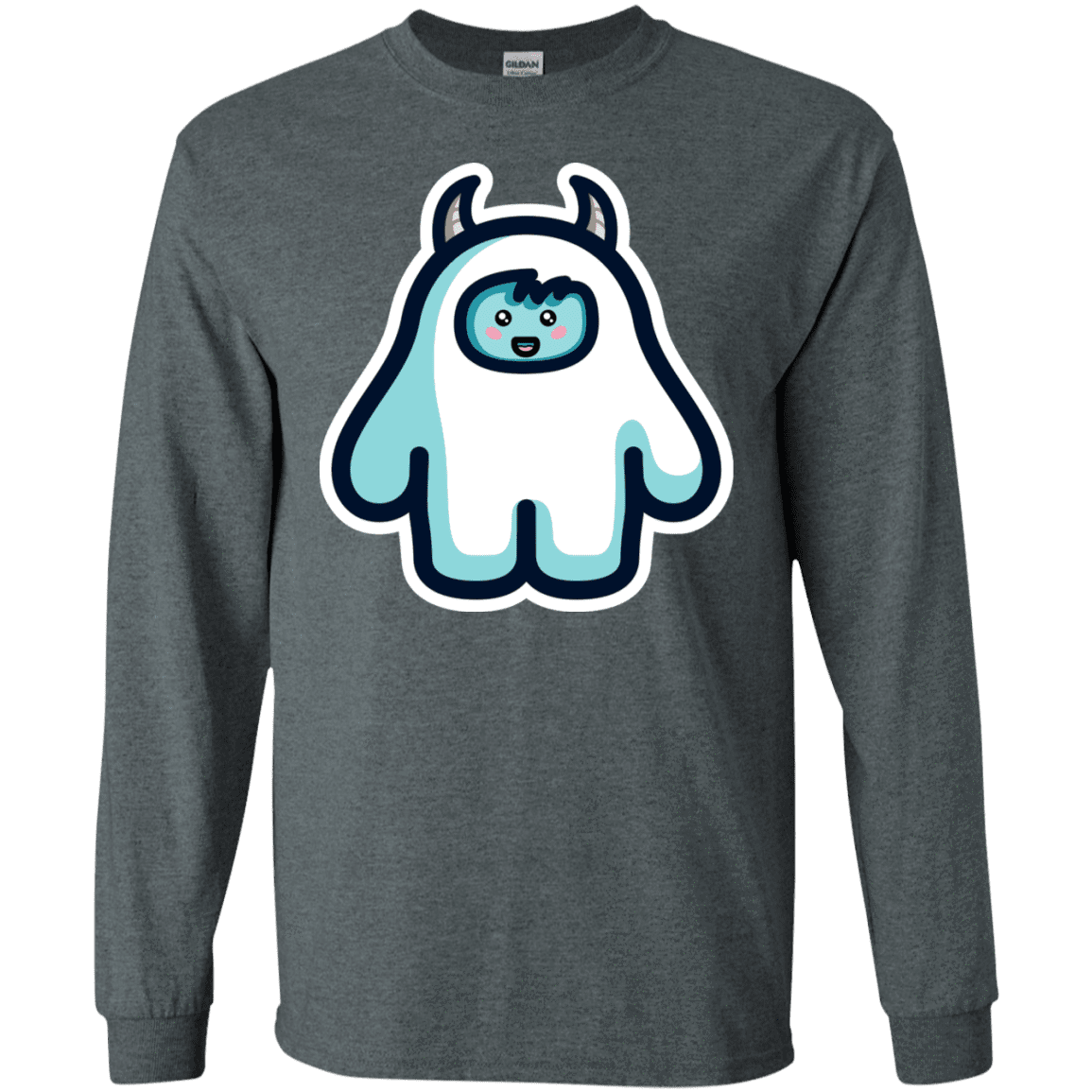 T-Shirts Dark Heather / S Kawaii Cute Yeti Men's Long Sleeve T-Shirt