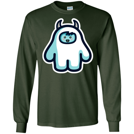 T-Shirts Forest Green / S Kawaii Cute Yeti Men's Long Sleeve T-Shirt