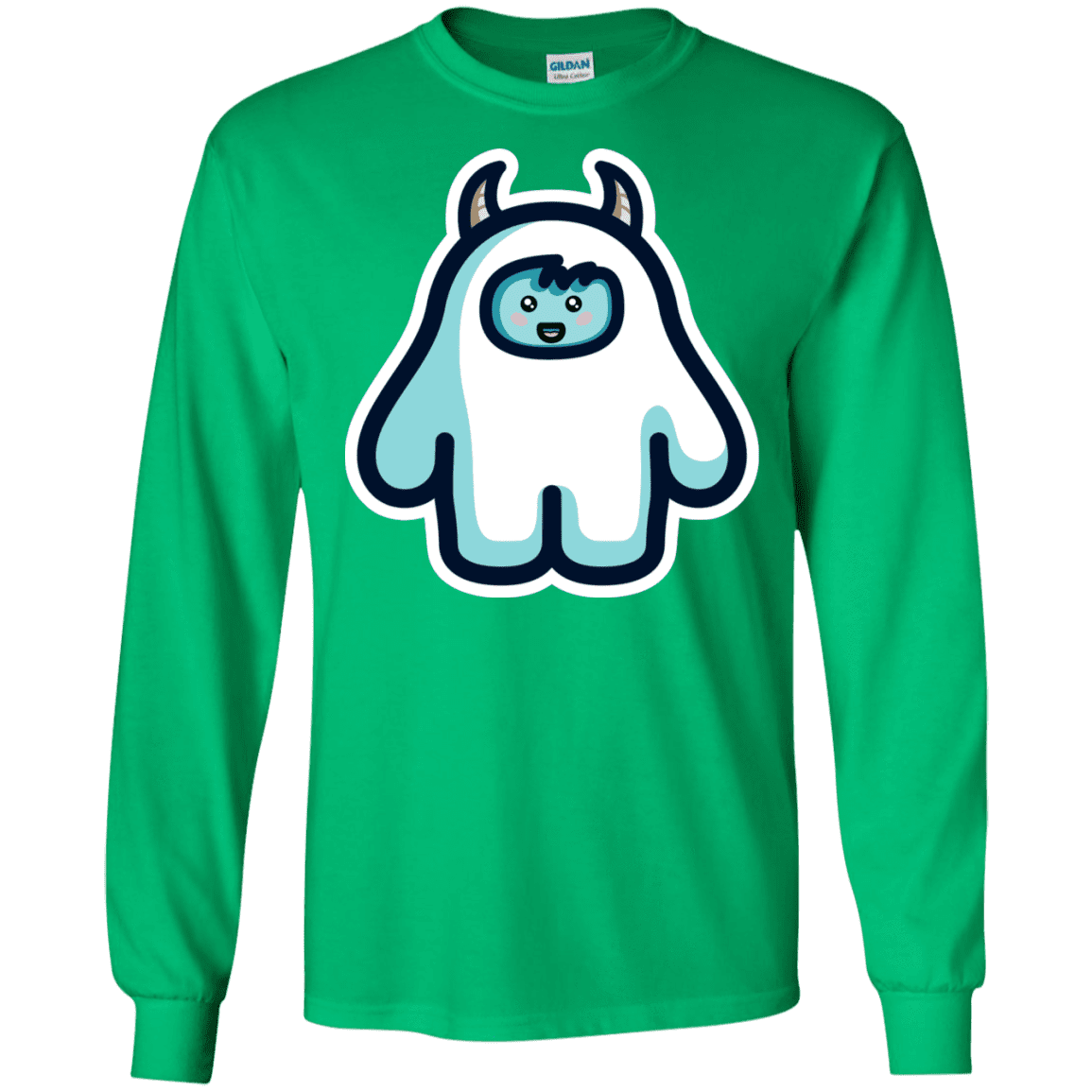 T-Shirts Irish Green / S Kawaii Cute Yeti Men's Long Sleeve T-Shirt