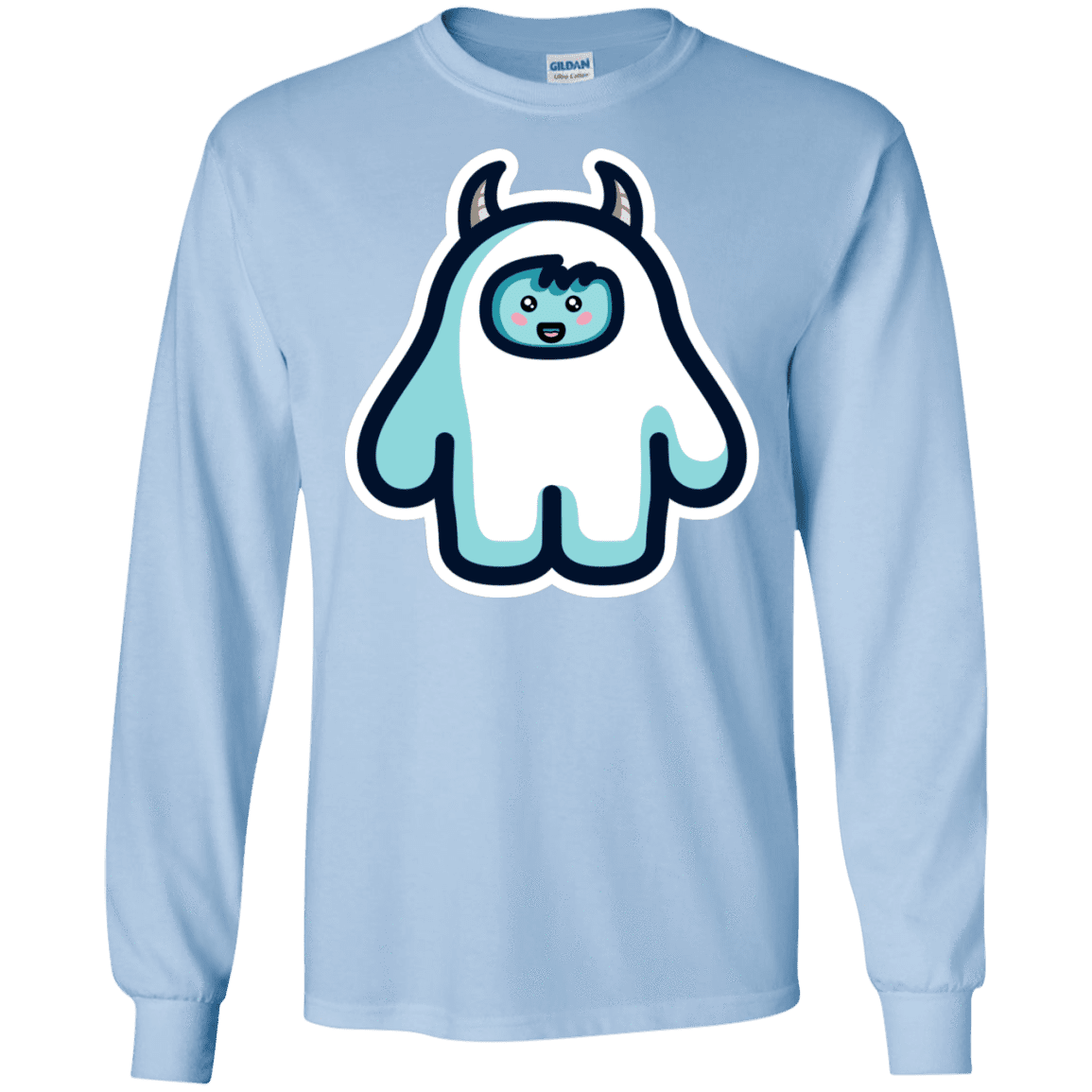 T-Shirts Light Blue / S Kawaii Cute Yeti Men's Long Sleeve T-Shirt