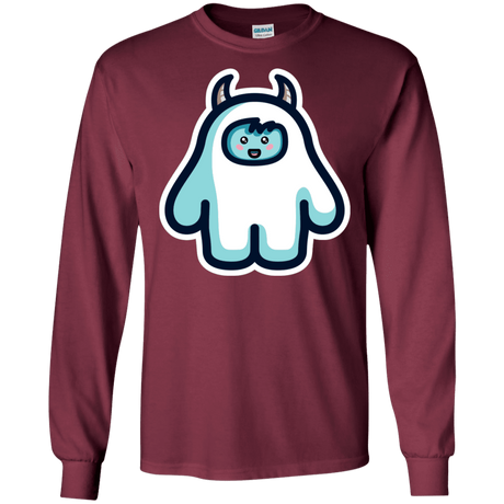 T-Shirts Maroon / S Kawaii Cute Yeti Men's Long Sleeve T-Shirt