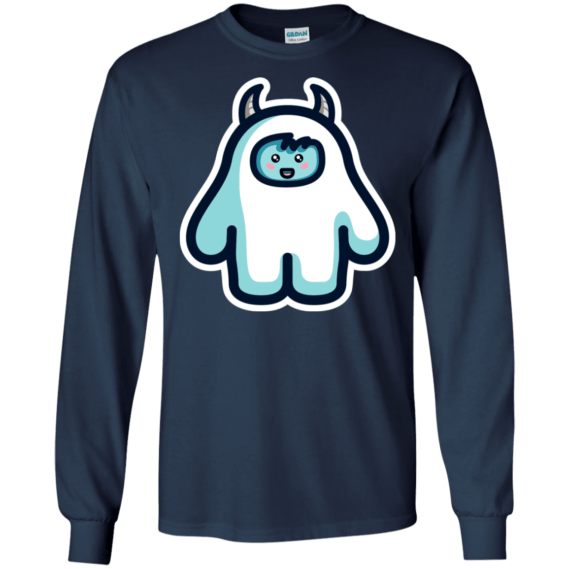 T-Shirts Navy / S Kawaii Cute Yeti Men's Long Sleeve T-Shirt