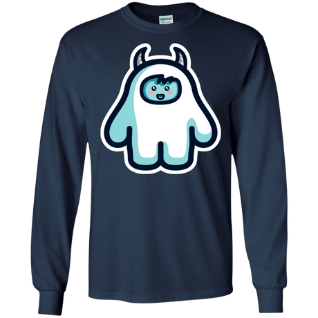 T-Shirts Navy / S Kawaii Cute Yeti Men's Long Sleeve T-Shirt