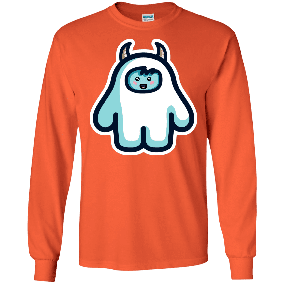 T-Shirts Orange / S Kawaii Cute Yeti Men's Long Sleeve T-Shirt