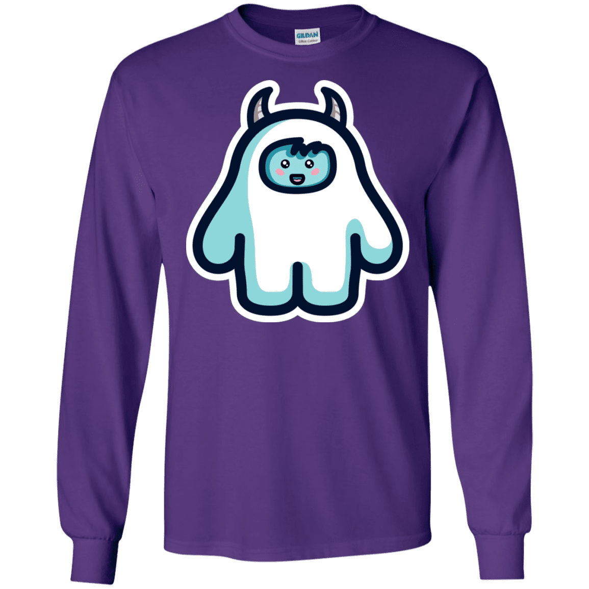 T-Shirts Purple / S Kawaii Cute Yeti Men's Long Sleeve T-Shirt