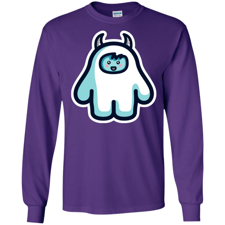 T-Shirts Purple / S Kawaii Cute Yeti Men's Long Sleeve T-Shirt