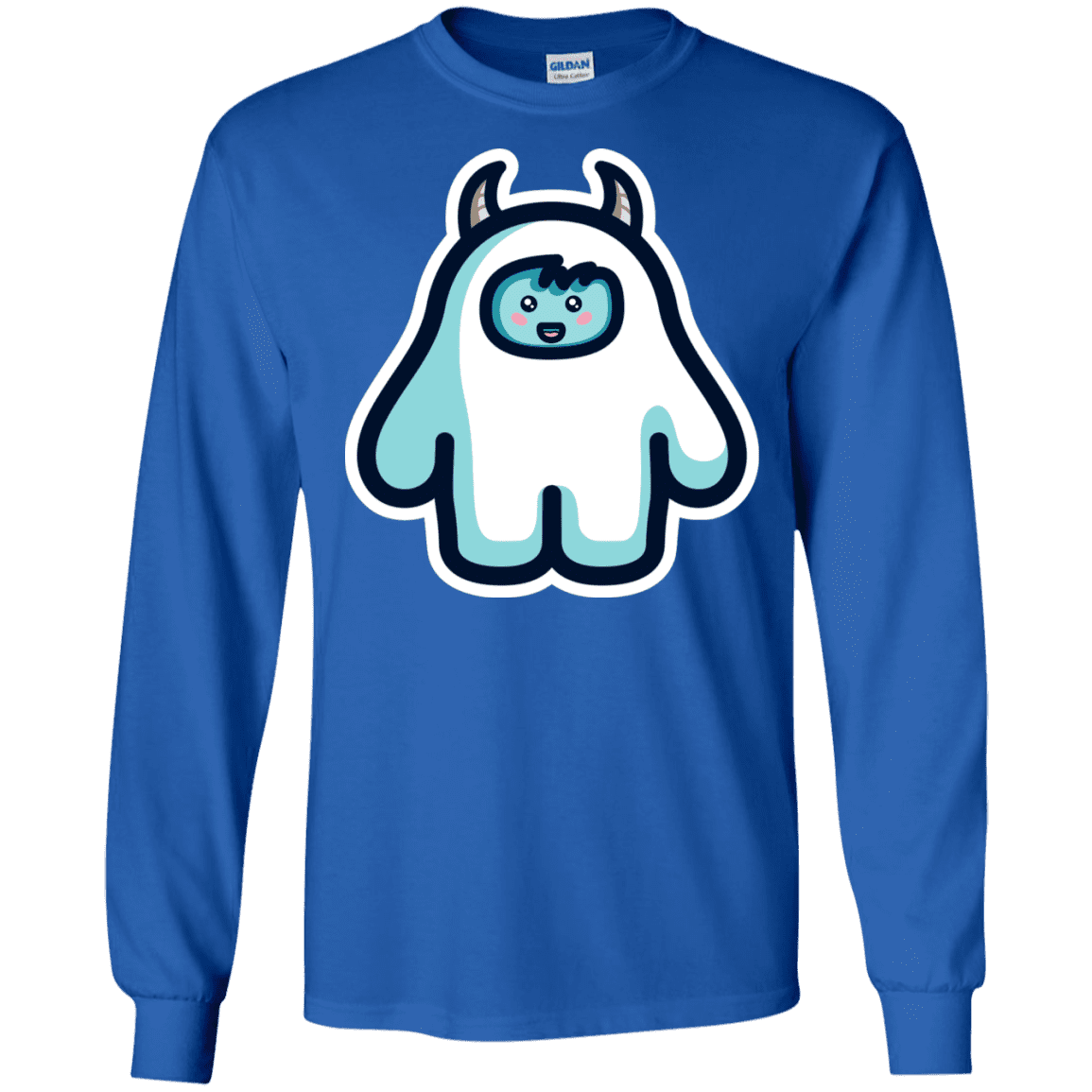 T-Shirts Royal / S Kawaii Cute Yeti Men's Long Sleeve T-Shirt