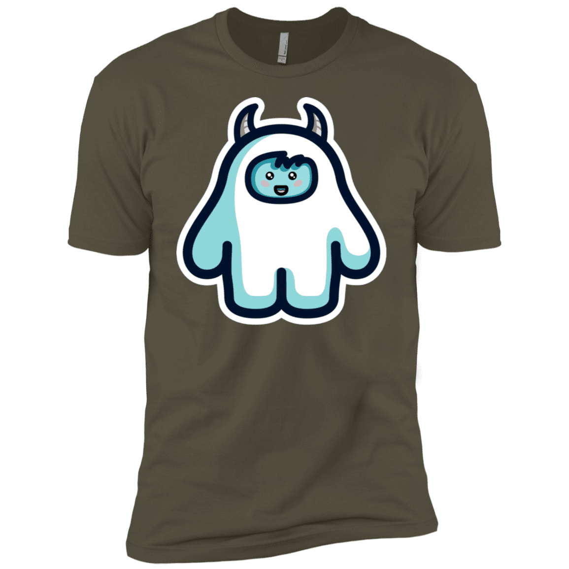 T-Shirts Military Green / X-Small Kawaii Cute Yeti Men's Premium T-Shirt