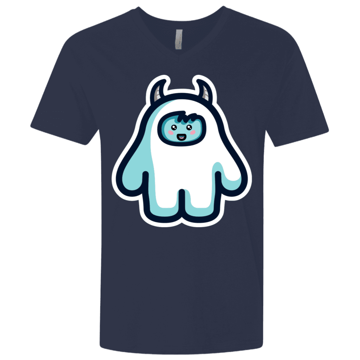 T-Shirts Midnight Navy / X-Small Kawaii Cute Yeti Men's Premium V-Neck