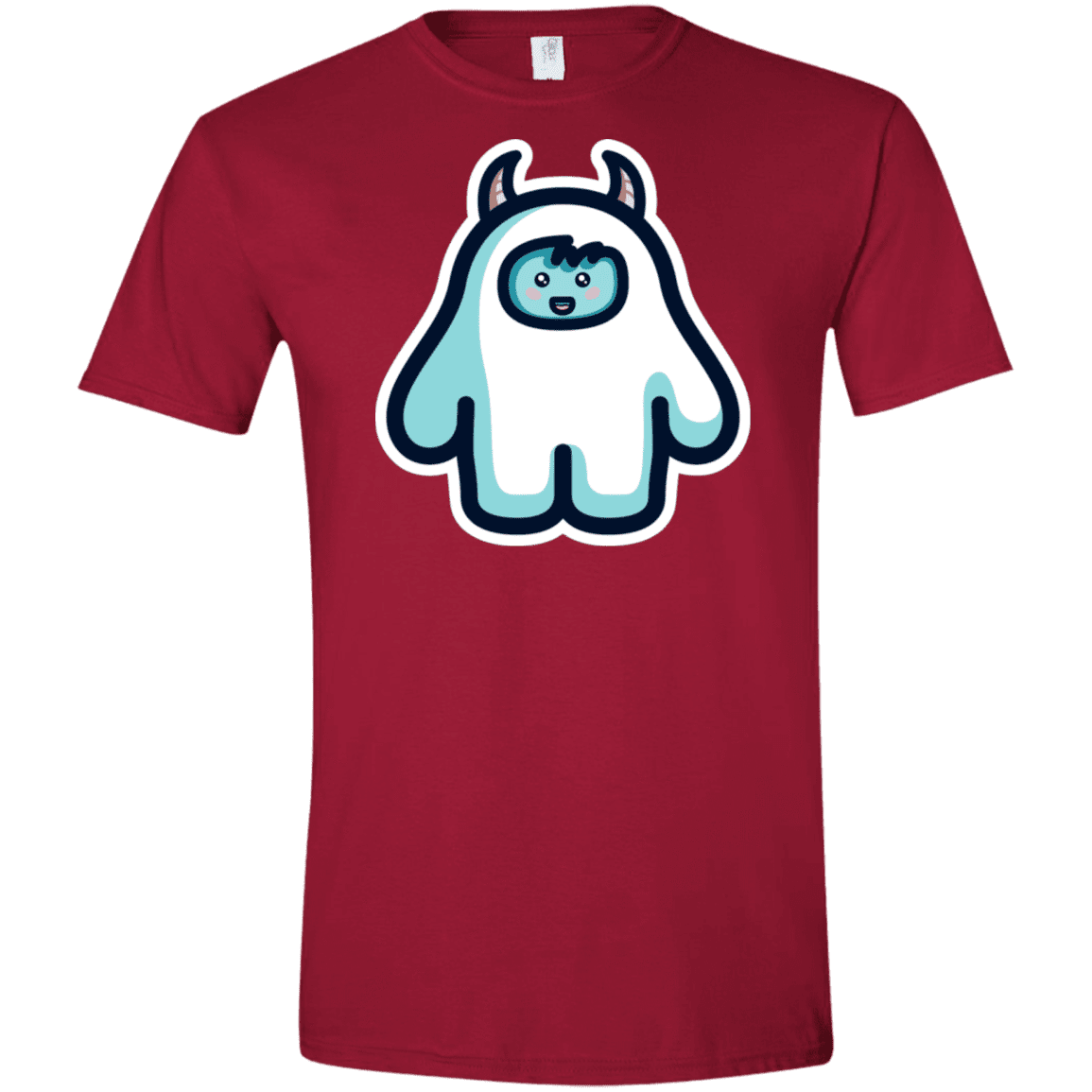 T-Shirts Cardinal Red / S Kawaii Cute Yeti Men's Semi-Fitted Softstyle