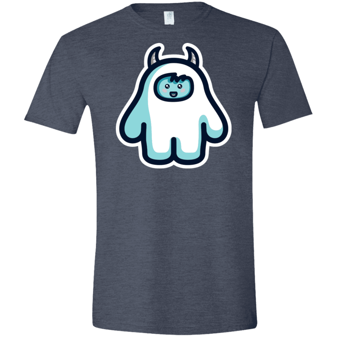 T-Shirts Heather Navy / S Kawaii Cute Yeti Men's Semi-Fitted Softstyle