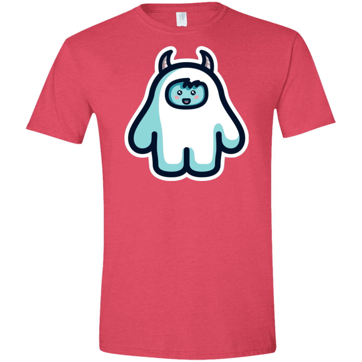 T-Shirts Heather Red / S Kawaii Cute Yeti Men's Semi-Fitted Softstyle