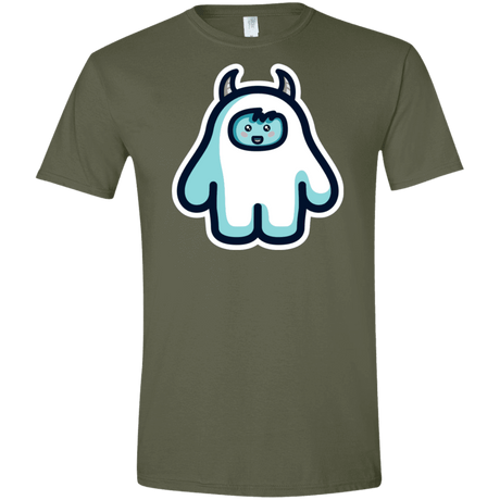T-Shirts Military Green / S Kawaii Cute Yeti Men's Semi-Fitted Softstyle